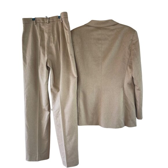 Max Mara Womens 100% Camel Hair Pant Suit Size 12 Corda Relaxed Classic - Picture 15 of 16